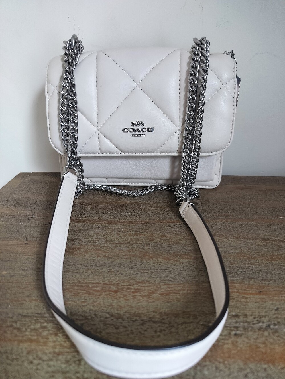 Coach Quilted Leather Diamond Quilt Mini Crossbody Bag Cream